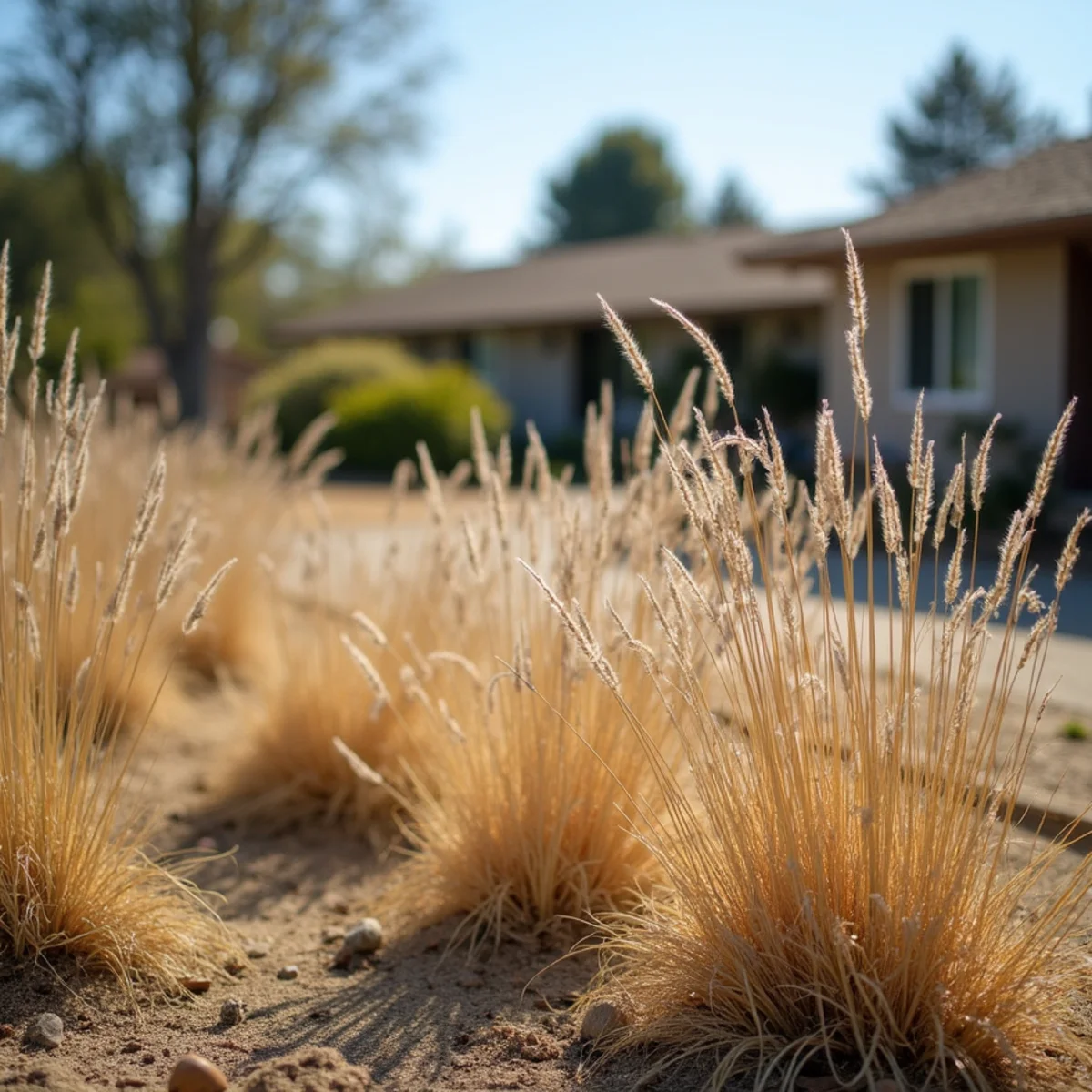 Dry annual grasses and weeds on an Atascadero property that has received a county weed-abatement notice