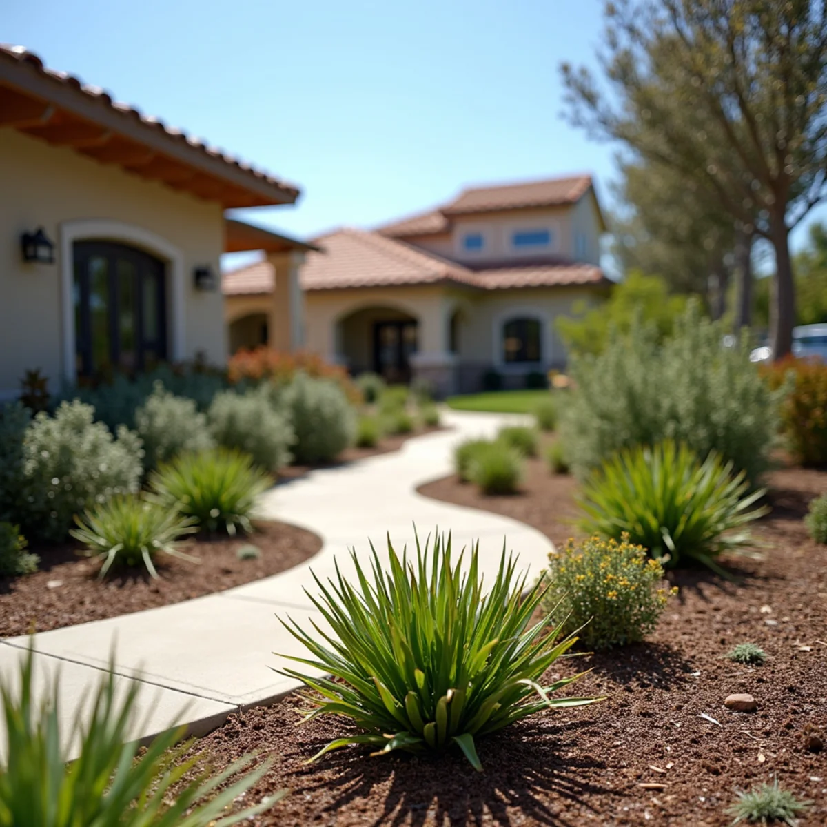 Water-wise commercial landscape at a retail property in San Luis Obispo County, CA